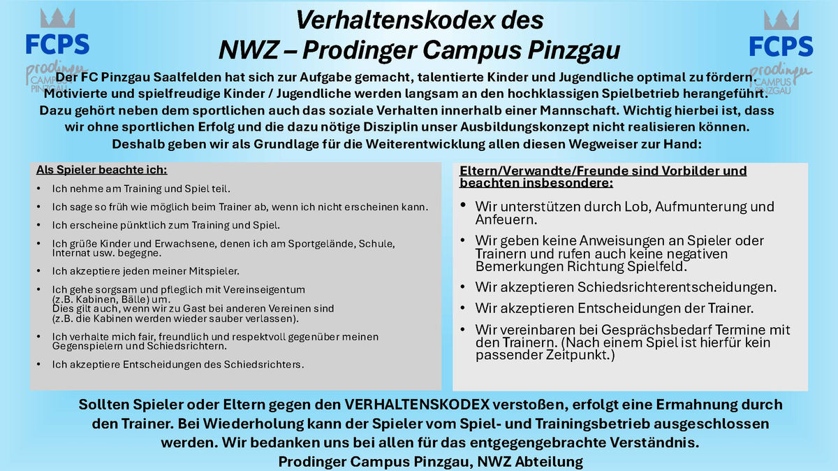 Verhaltenskodex Prodinger Campus Pinzgau